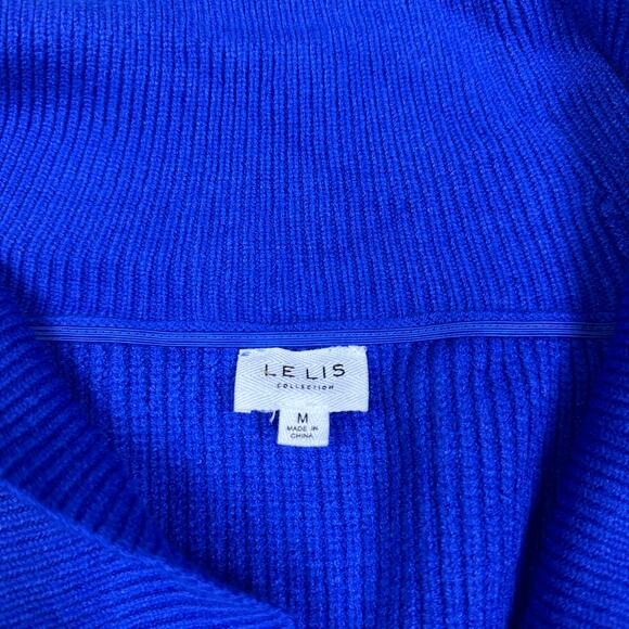 Le Lis Royal Blue Shawl Collar Crossover Pullover Cropped Knit Sweater Medium - Picture 5 of 14